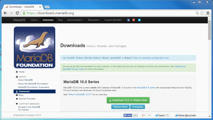 MariaDB download page