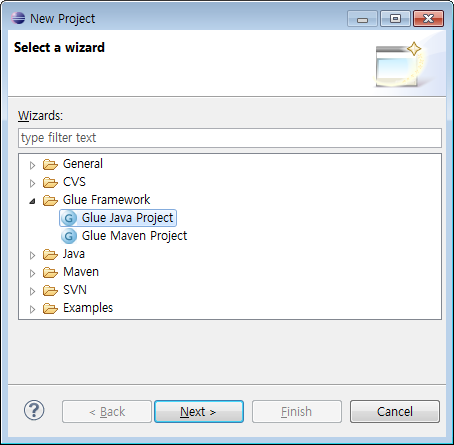 Glue Project 생성 wizard