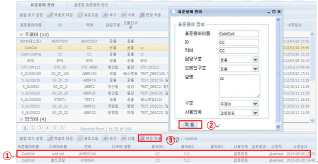 글로벌 표준용어 수정1 화면