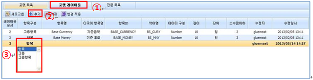 인터페이스 포맷 레이아웃 추가 화면