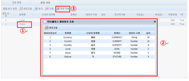 인터페이스 전문 점검 기준 수정 화면