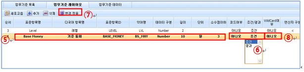 업무기준 레이아웃 추가 화면